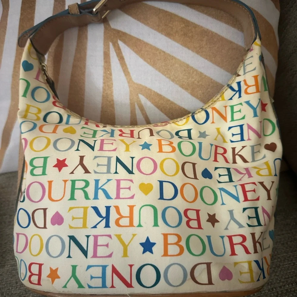 Dooney & Bourke RAINBOW Zipper Y2K‎ Bag With Pink Heart Charm